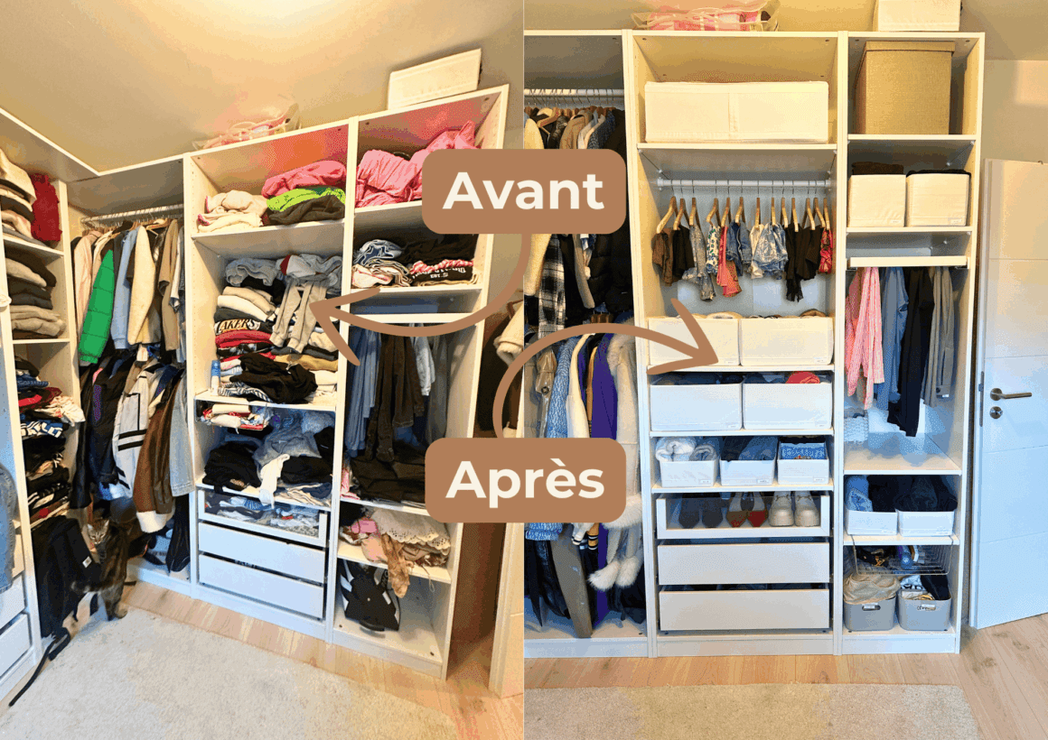Transformation d'un dressing débordant en garde robe capsule